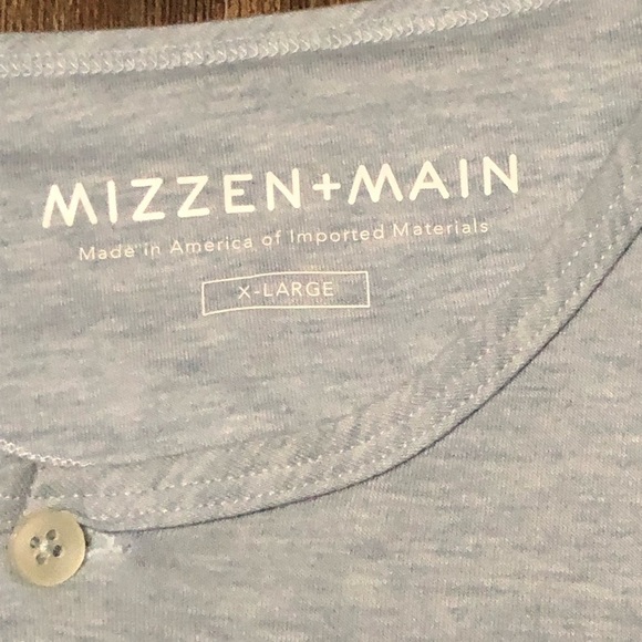 Mizzen + Main Henley Shirt Men's XL Blue Long Sleeve Performance Wear Button Up - Picture 2 of 6
